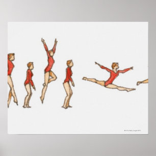 Volgorde van illustraties met vrouw gymnast poster