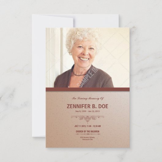 Volgorde van Service Funeral Program Card Kaart (Voorkant)