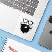Volgroeide grappige baard man sticker (Laptop met iPhone)