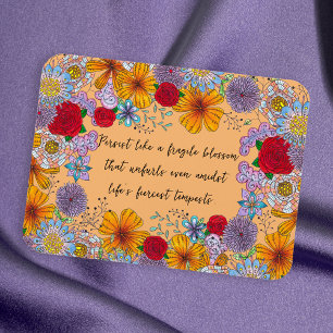 Volharden als een fragiele bloesem Motivatie citaa Magneet