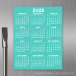 Voljaar Uitzicht Kalender - Basic Aqua Minimal Magnetisch Uitwisbaar Vel<br><div class="desc">Kalender 2025 - ideaal om te gebruiken in uw keuken of thuis kantoor. Een minimale basiskalender van 12 maanden met een achtergrond in effen kleuren.</div>