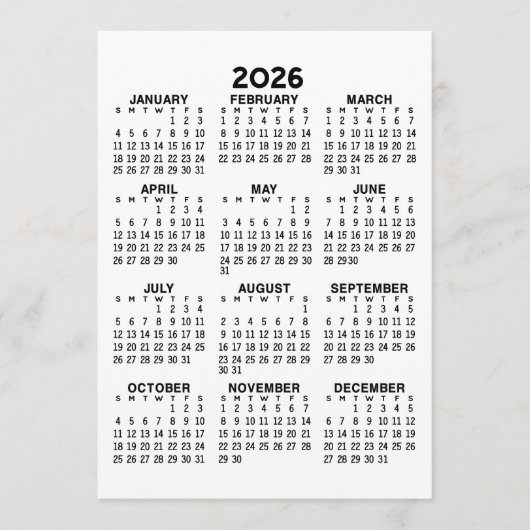 Voljaar Uitzicht Kalender - Basic Minimal Kaart (Voorkant)