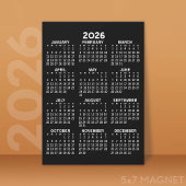 Voljaar Uitzicht Kalender Basic Zwart Magnetische Uitnodiging