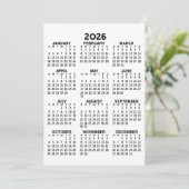 Voljaar Uitzicht Kalender Basic Zwart Wit Kaart (Staand voorkant)
