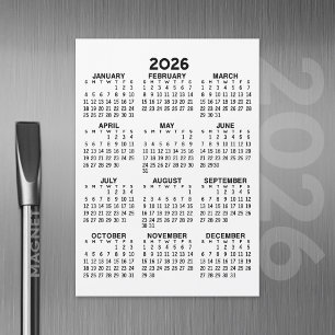 Voljaar Uitzicht Kalender - Basis Magnetische Kaar Magnetische Uitnodiging