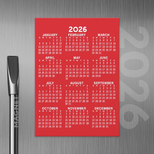 Voljaar Uitzicht Kalender Basis Rode Magnetische K Uitnodiging