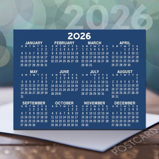 Voljaar Uitzicht Kalender - horizontaal blauw Briefkaart