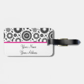 Volk bloem zwart en wit bloemen boho chic bagagelabel (Achterkant horizontaal)