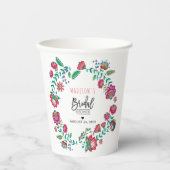 Volk bloemen bloem bruids douche papieren bekers (Voorkant)