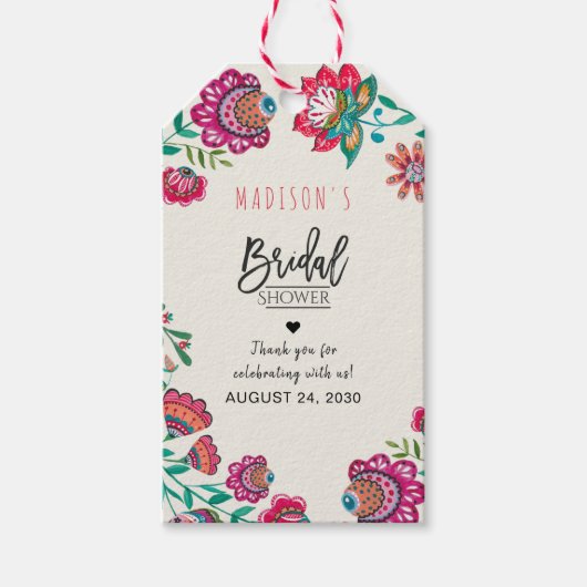 Volk bloemen bloemige bruidsfeest cadeaubijslagsch cadeaulabel (Voorkant)