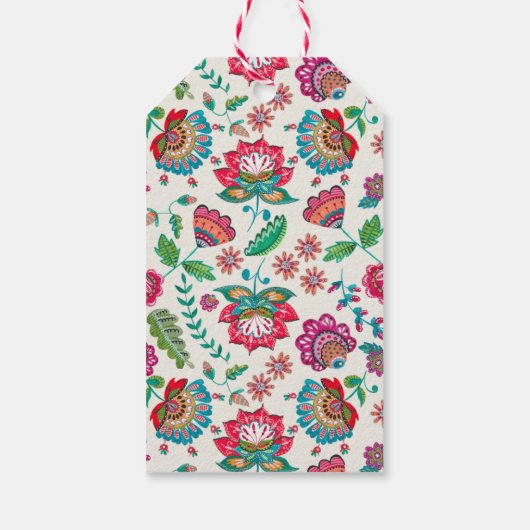 Volk bloemen bloemige bruidsfeest cadeaubijslagsch cadeaulabel (Achterkant)