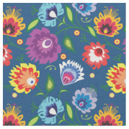 Volk bloemen op klassiek blauw stof