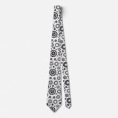 Volk bloemmotief Zwart Witte Bloemen Boho Chic Stropdas (Voorkant)