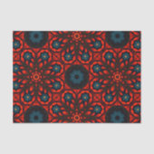Volk Etnisch Rood Zwart Blauw Bloemen Patroon Tissuepapier (Voorkant)