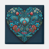 VOLK-kunst in Oekraïne - Geïnspireerd hart in blau Magneet (Voorkant)