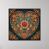 VOLK-kunst in Oekraïne - Geïnspireerd hart in meer Canvas Afdruk (Voorkant)