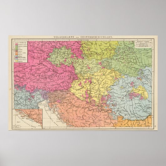 Volkerkarte tegen Oesterreich Ungarn, Oostenrijk H Poster (Voorkant)