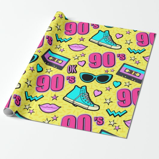Volkomen 90’er! Gebloemd Cadeaupapier (Uitgerold)