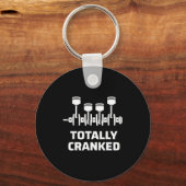 Volkomen cranked grappige monteur auto motor humor sleutelhanger (Voorkant)