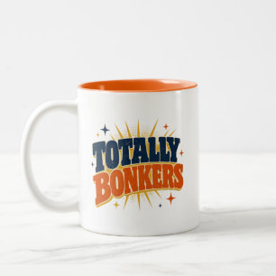 Volkomen gek - Retro typografie ontwerp Tweekleurige Koffiemok