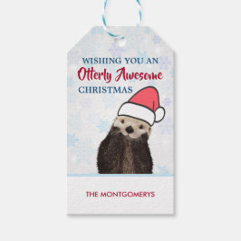 Volkomen Geweldige kerst Pun Otter Afbeelding Cadeaulabel
