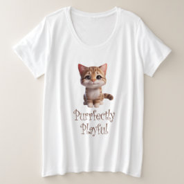 Volkomen speelse Schattigee kat Grote Maat T-shirt