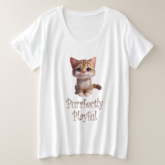 Volkomen speelse Schattigee kat Grote Maat T-shirt (Design voorkant)