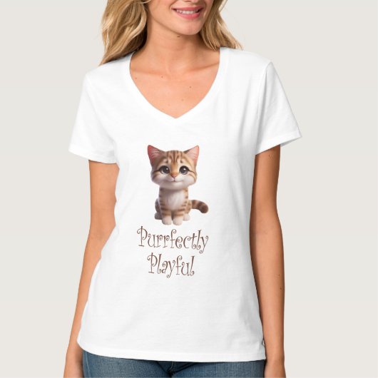 Volkomen speelse Schattigee kat T-shirt (Voorkant)