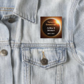 Volkomen Toegewijd Eclipse Thema Trouwen Vierkante Button 5,1 Cm (In situ)