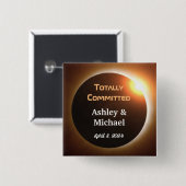 Volkomen Toegewijd Eclipse Thema Trouwen Vierkante Button 5,1 Cm (Voorkant /achterkant)