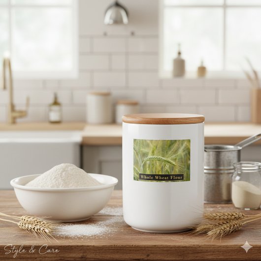 Volkorenbloem Label voor Keukenopslag Voedselcontainer Etiket