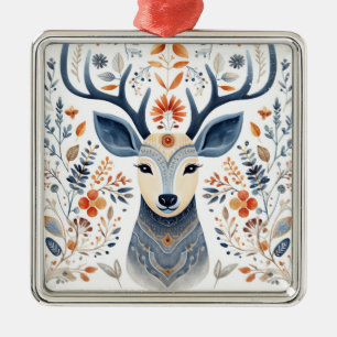 Volks kunst Scandinavisch rendier Kerstmis Metalen Ornament