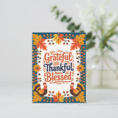 Volks Kunstkalkoen Thanksgiving Dankbaarheid Groet Briefkaart (Staand voorkant)