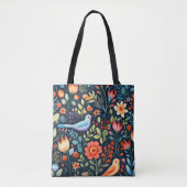 Volksbloemen en vogels tote bag (Voorkant)