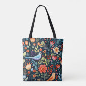 Volksbloemen en vogels tote bag (Achterkant)