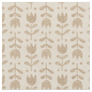  volksbloemmotief met beige tulpen. stof
