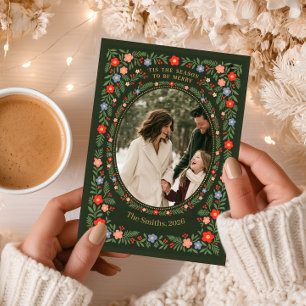 Volkse bloem Kerst foto Feestdagenkaart