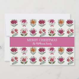 Volkse Bloem Kerstmis Feestdagenkaart