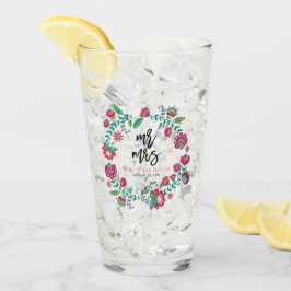 Volkse bloemige trouwdrinkglas rustieke bloemen glas