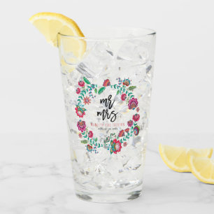 Volkse bloemige trouwdrinkglas rustieke bloemen glas