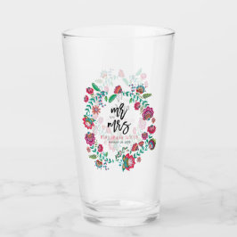 Volkse bloemige trouwdrinkglas rustieke bloemen glas