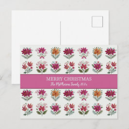 Volkse Bloemrijke Kerst Feestdagenkaart