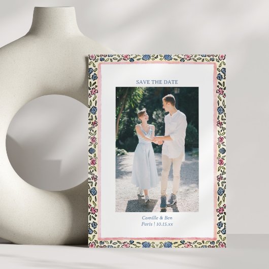 Volkse Bloemrijke Rand Moderne Coquette Romantisch Save The Date
