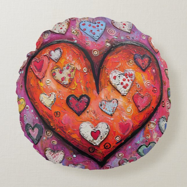 volkse harten rond kussen (Voorkant)