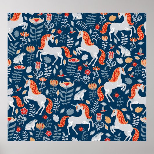 Volksfantasie: Eenhoorns, Konijnen, Vogels Poster (Voorkant)