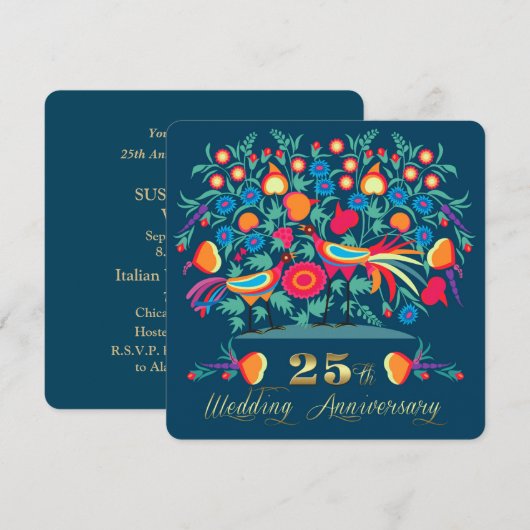 Volksfeest 25-jarig huwelijksjubileumfeest  kaart (Voorkant / Achterkant)