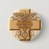 Volksgezondheidsverpleegster Caduceus Ronde Button 5,7 Cm (Voorkant)