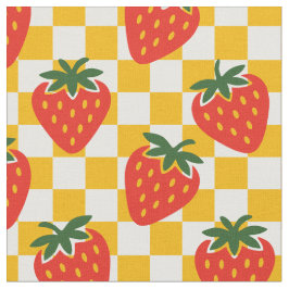 Volkskunst aardbei schaakbord in rood en goud stof