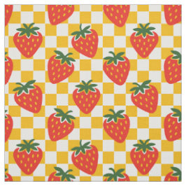 Volkskunst aardbei schaakbord in rood en goud stof