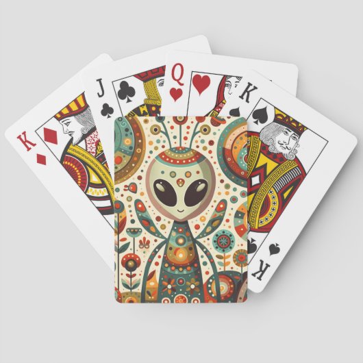 Volkskunst Alien Bug Pokerkaarten (Achterkant)
